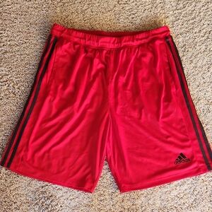 Adidas Men's Red and Black Athletic Shorts